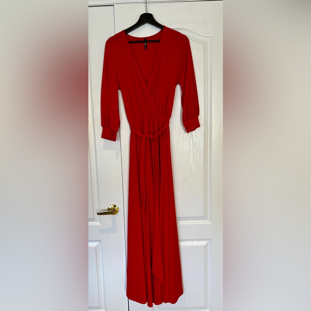 Elegant Red Wrap Dress
